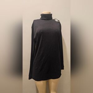 Elegant Black Turtleneck Long Sleeve Women's Top